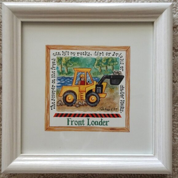 Child Wall Art Boys Kids Pictures Construction Equipment Trucks Framed Lila Rose - Picture 3 of 6